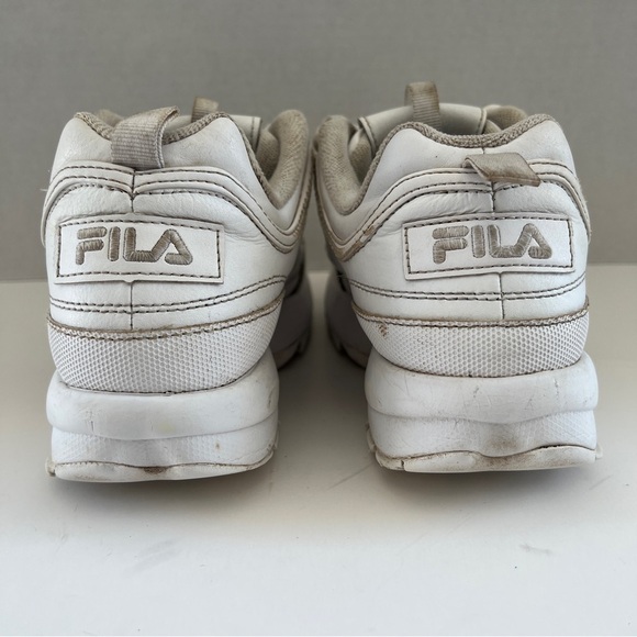 Fila Disruptor 2 White Leather Chunky Platform Sneakers Size 7.5 - Picture 7 of 8
